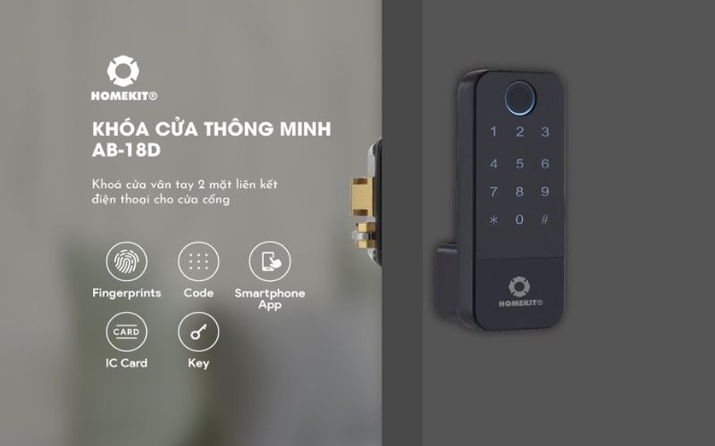 Khóa cổng vân tay 2 chiều Homekit AB–18D